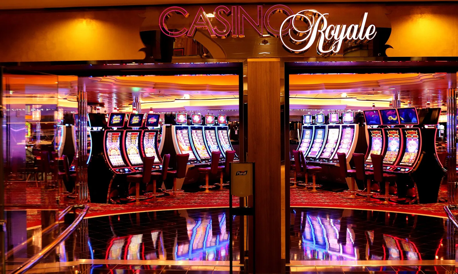 Slot machines at the entrance of a ship casino